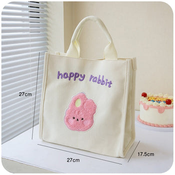 Kawaii Cherry & Bunny Canvas Lunch Box - Kawaii Boxes - Kawaii Backpack - Kawaii Bag