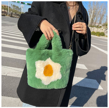 Kawaii Fluffy Egg Mini Tote Bag - Kawaii Bag