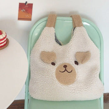 Kawaii Fluffy Small Ears Bear Tote Bag - Kawaii Bag
