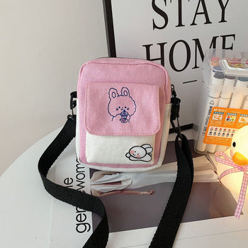 Kawaii Funny Bunny Canvas Side Bag - Kawaii Bag