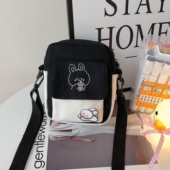 Kawaii Funny Bunny Canvas Side Bag - Kawaii Bag
