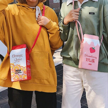 Kawaii Milk Juice Drinks Plush Bag - Kawaii Bag - Kawaii Plush Backpack - Kawaii Mini Backpack