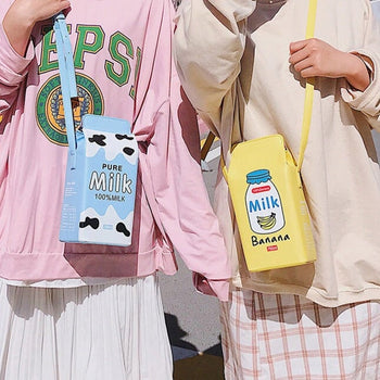 Kawaii Milk Juice Drinks Plush Bag - Kawaii Bag - Kawaii Plush Backpack - Kawaii Mini Backpack