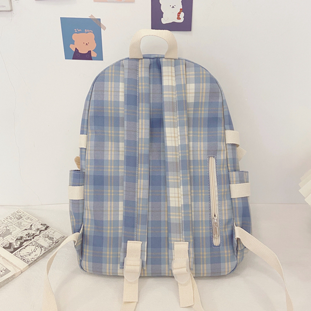 Nylon Study Besties Backpack with Bear Keychain - Youeni