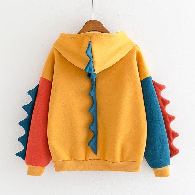 Colorful Jurassic Vibes: Cute Hooded Sweatshirt - Your Stylish Gateway to the Dino Kingdom! 🌺 - Youeni