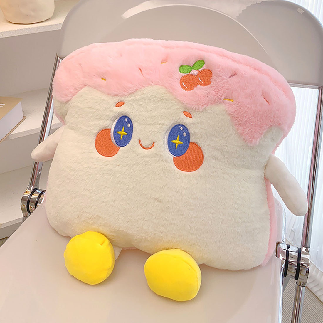 Cute Cartoon Strawberry Cherry Toast Pillow