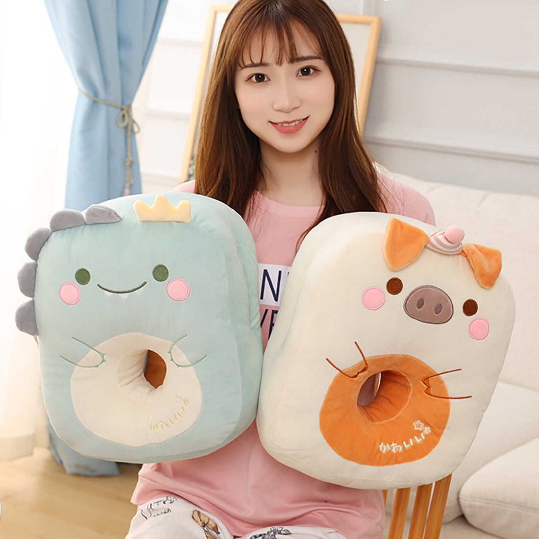 Comfy Animals Square Donuts Plush Pillows