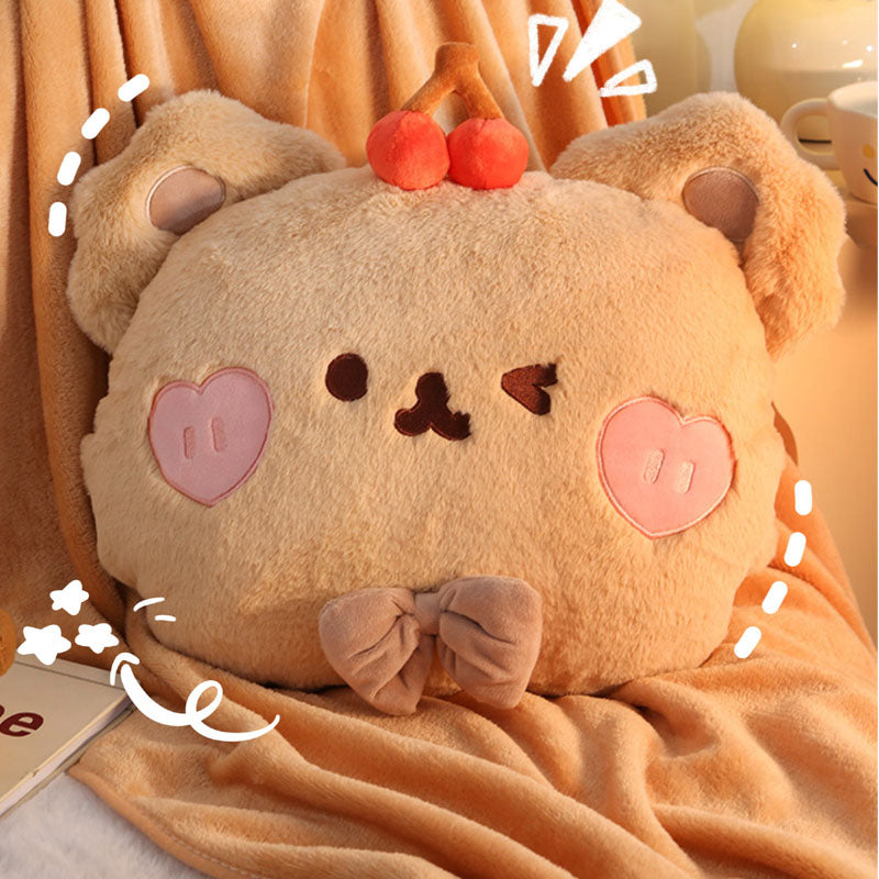 Cartoon Rabbit Bear Plush Pillow Blanket