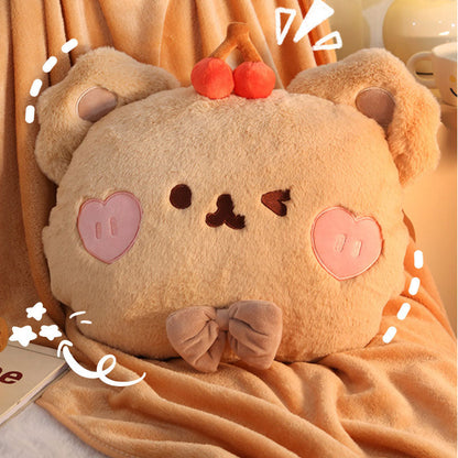 Cartoon Rabbit Bear Plush Pillow Blanket