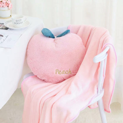 Kawaii Pink Peach Pillow and Blanket