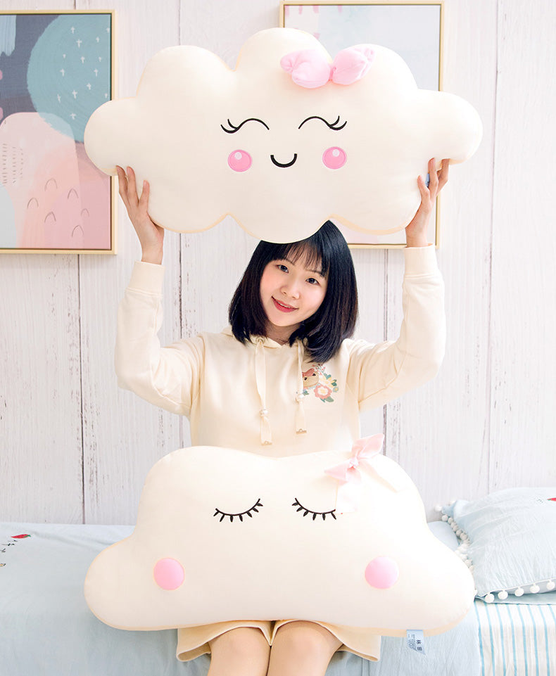 Sleeping and Happy Cloud Plush Pillow