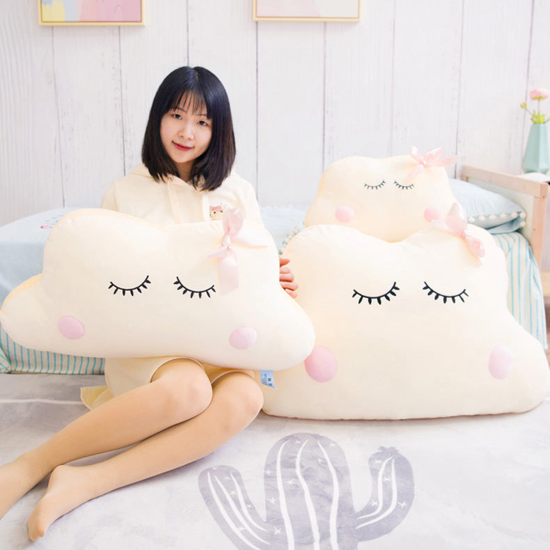 Sleeping and Happy Cloud Plush Pillow