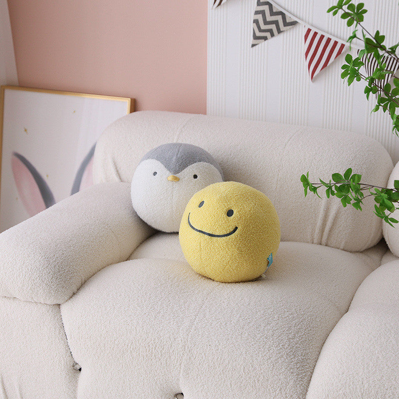 Cute Round Ball Pillow - Spandex - Down Cotton - Penguin - Smiley