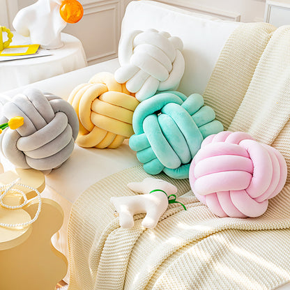 Pastel Knot-Tied Plush Throw Pillow