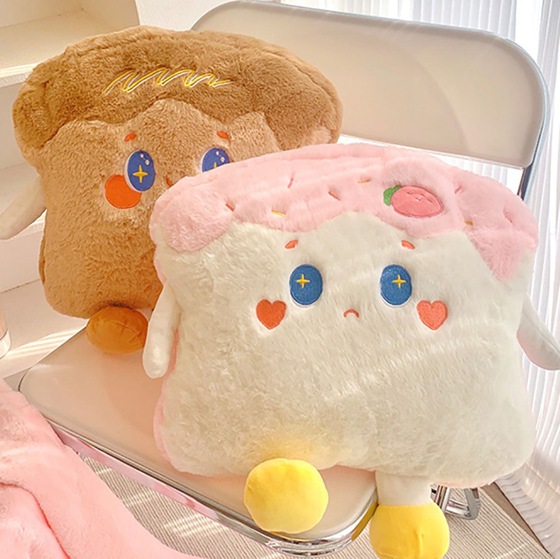 Cute Cartoon Strawberry Cherry Toast Pillow