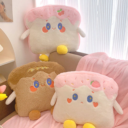 Cute Cartoon Strawberry Cherry Toast Pillow