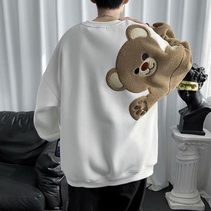 Harajuku Pullover Cartoon Bear Sweatshirt - Cute Long Sleeve Top