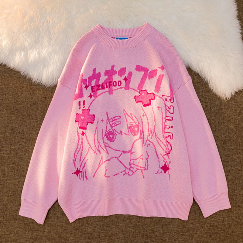 Cute Console Charm: Harajuku Anime Gamer Girl Letter Sweatshirt - Level Up Your Style! 🎮💖