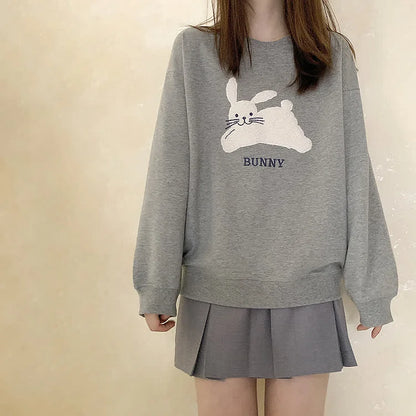 Pure Color Bunny Sweatshirt - Embrace the Cozy Elegance of Grey! 🐰✨