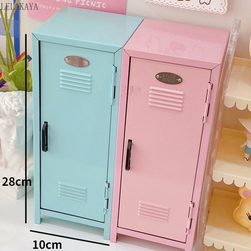 Mini Pastel Iron Locker Cute Desk Storage