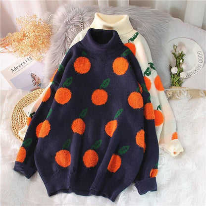 Kawaii Pullover Knit Cherry Sweater - Embrace Sweetness and Style 🍒👚