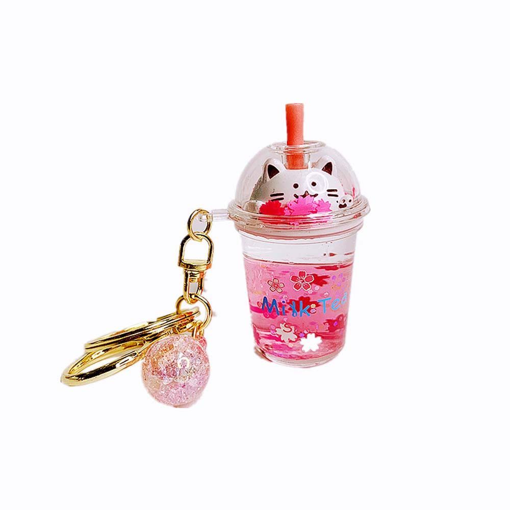 Bubble Tea Boba Cat Liquid Keychain