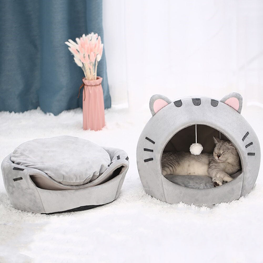 Gray Cat-themed Cat Dog Pet Round Cave House