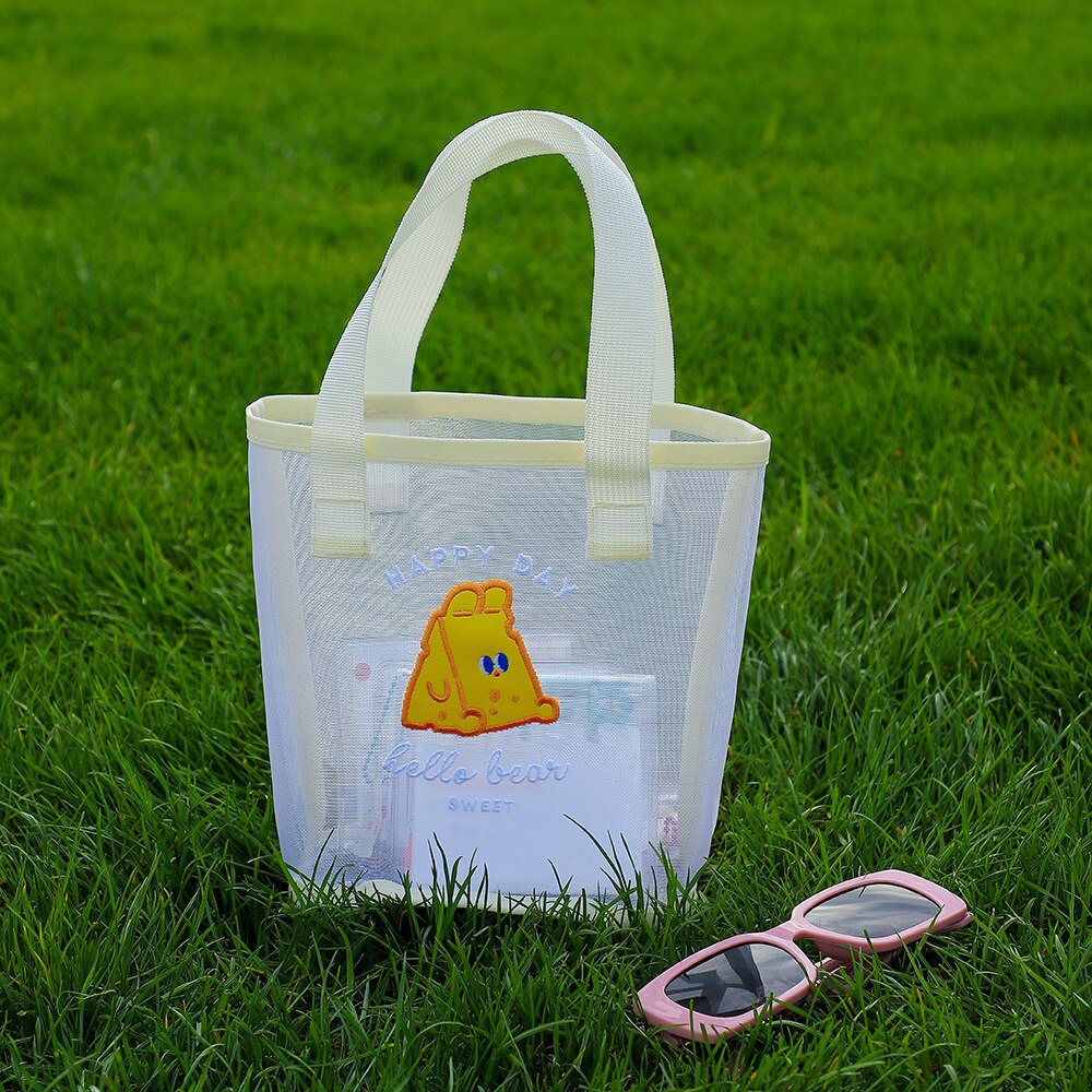 Kawaii Transparent Mesh Bear Shopping Tote Bag