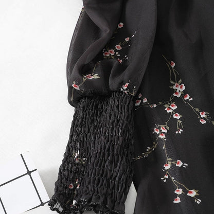 Vintage Summer Flower Black Dress for Timeless Elegance