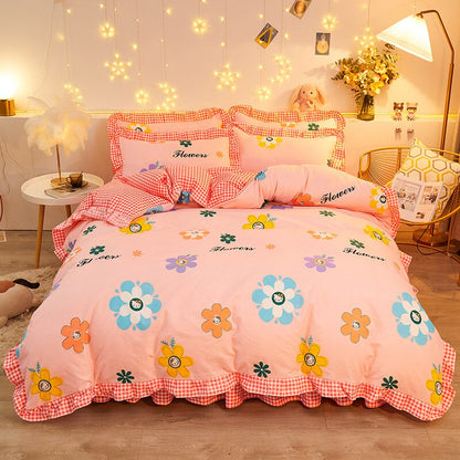 Pink Floral Bedding Set Collection with Bed Sheet