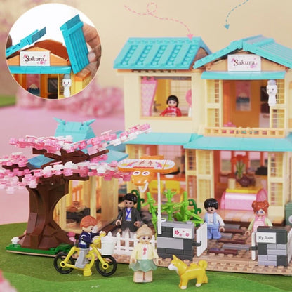NEW Building Blocks Set Japanese Sakura Home Town