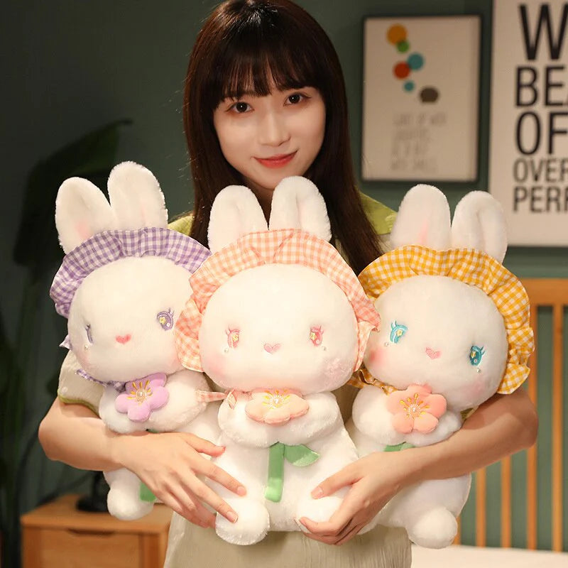 Rabbit with Japanese Anemone Kawaii  Flower Plushies
