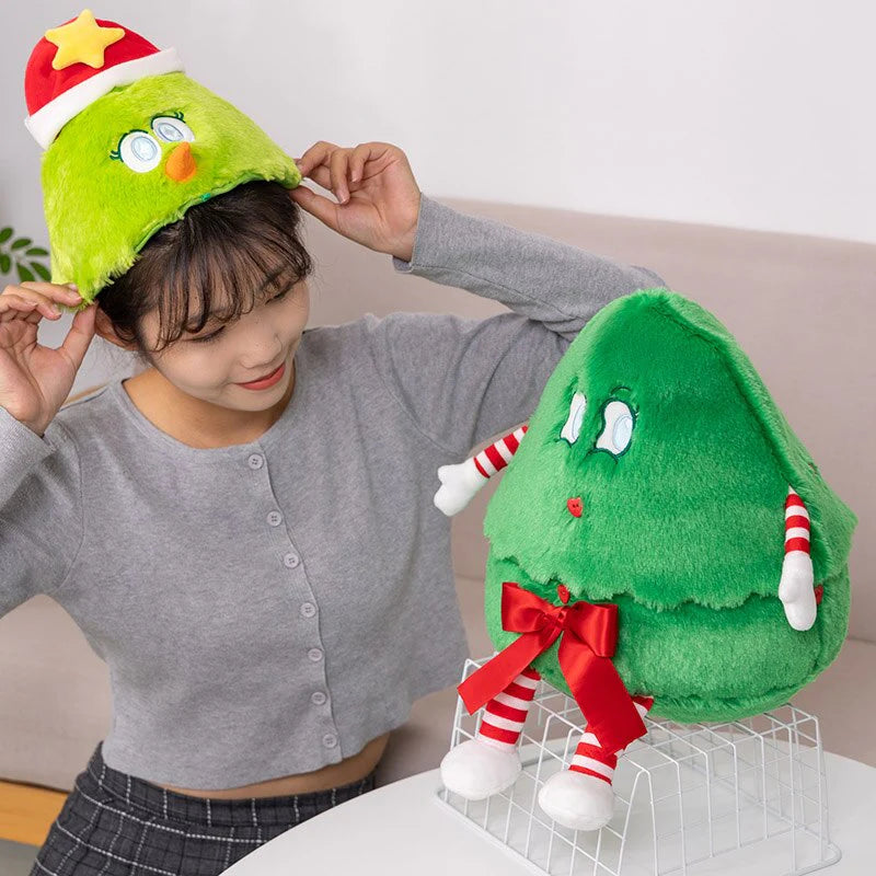 Funny Kawaii Christmas Tree Plushies with Removable Hat