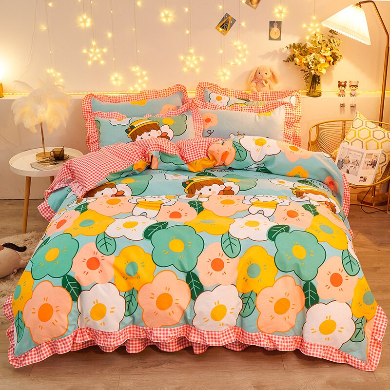 Pink Floral Bedding Set Collection with Bed Sheet