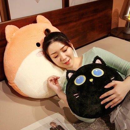 Kawaii Round Cat Bunny Fox Pillow Plushie Collection