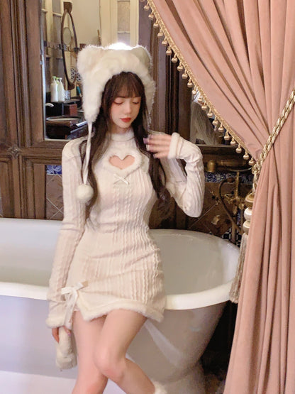 Fluffy Pink Kawaii Girl Long Sleeve Dress