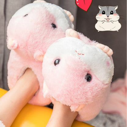 Chubby Hamster Plush Slippers