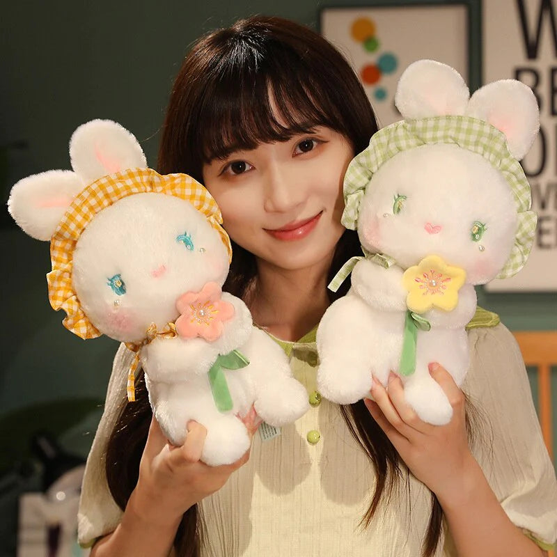 Rabbit with Japanese Anemone Kawaii  Flower Plushies