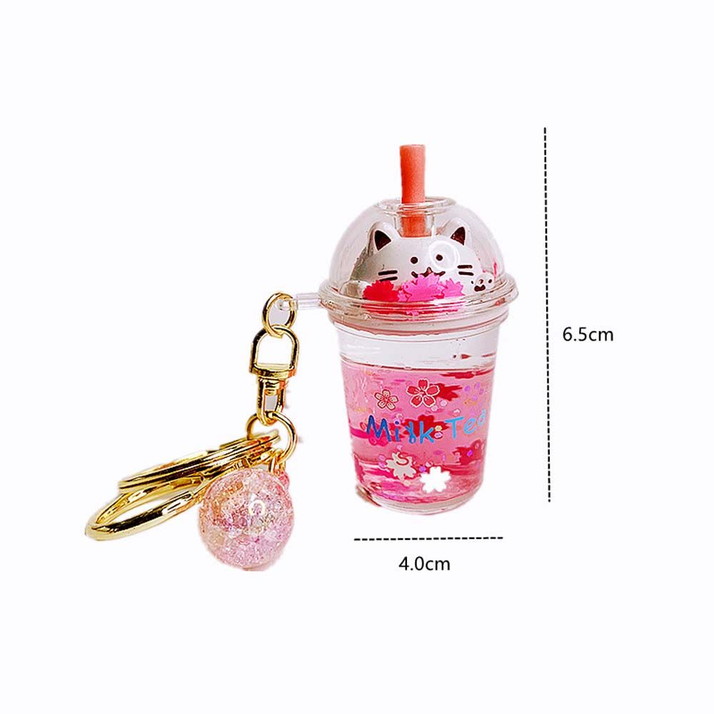 Bubble Tea Boba Cat Liquid Keychain
