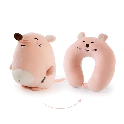 Pets 2-in-1 Kawaii Travel Neck Support Pillow & Plushies