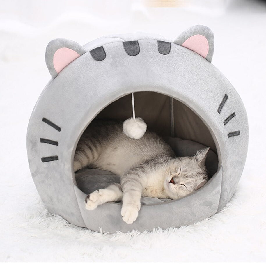 Gray Cat-themed Cat Dog Pet Round Cave House