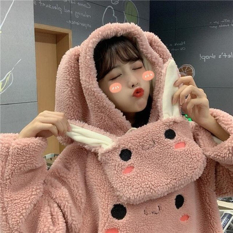 Pink hot sale rabbit hoodie