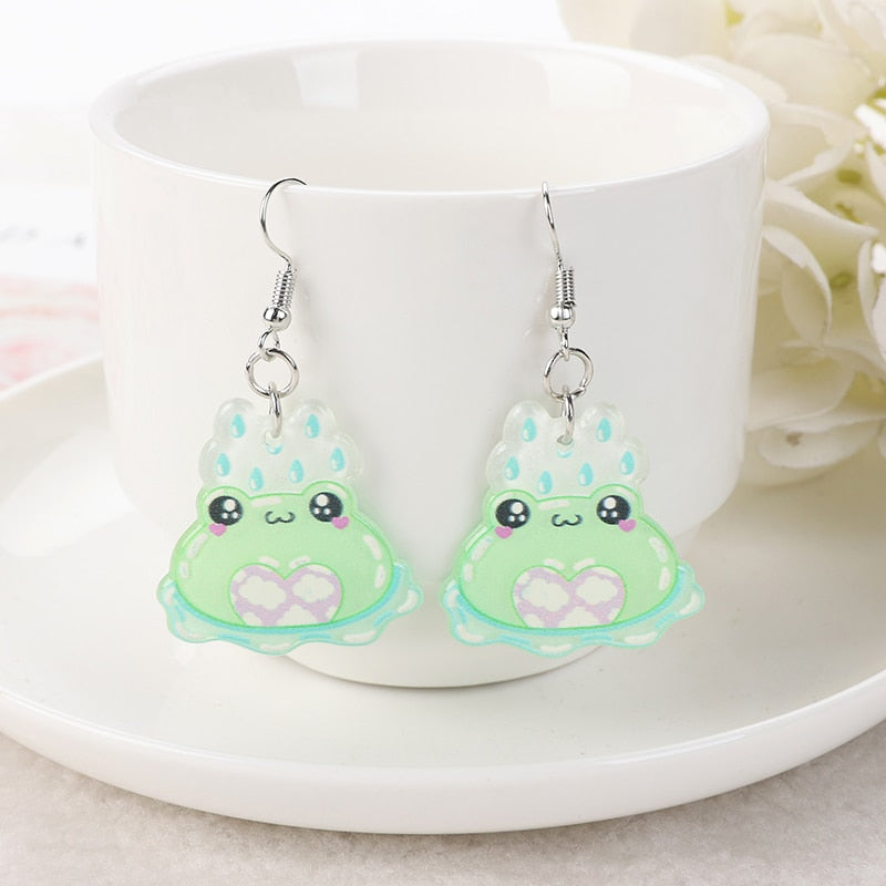 1Pair Cute Love Frog Resin Earrings