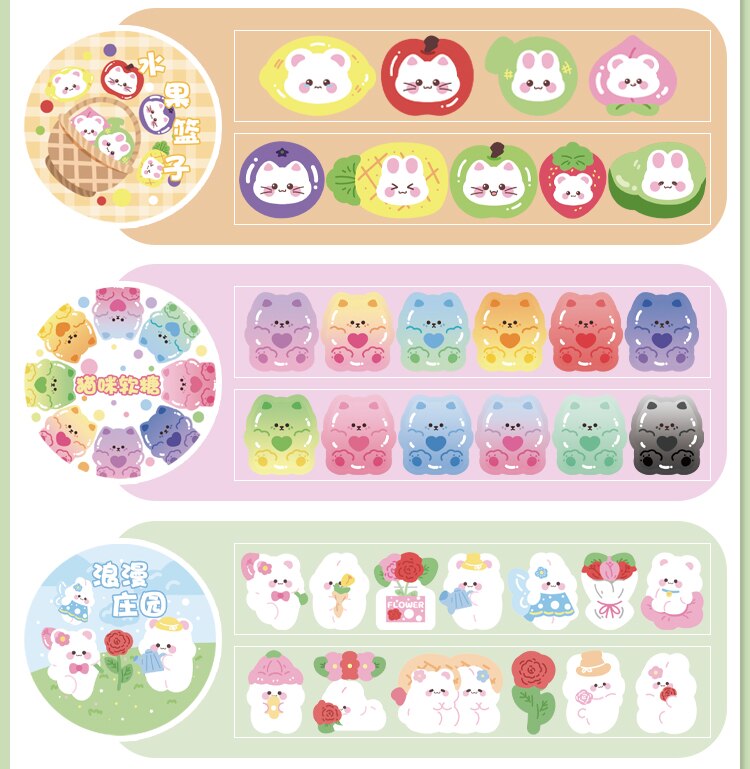 Bear Rabbit Fantasia Series Sticker Roll