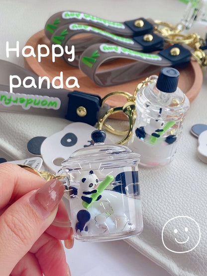 Kawaii Liquid Bamboo Panda Keychain