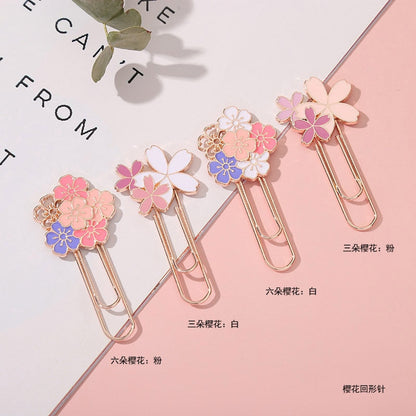 1pc Pink Sakura Exquisite Cherry Blossom Paper Clip Bookmark