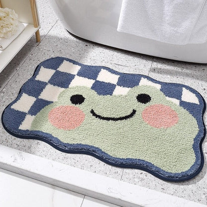 Kawaii Checkered Frog Bunny Non-Slip Bath Mats | NEW