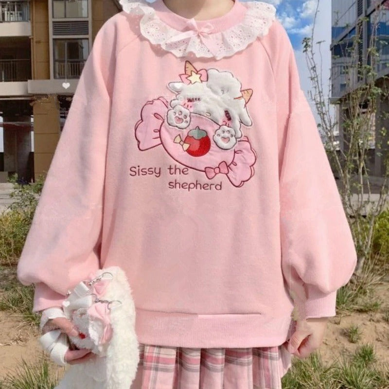 Kawaii Harajuku Sissy Lamb Candy Sweatshirt - Sweeten Your Style with Adorable Comfort! 🐑🍬