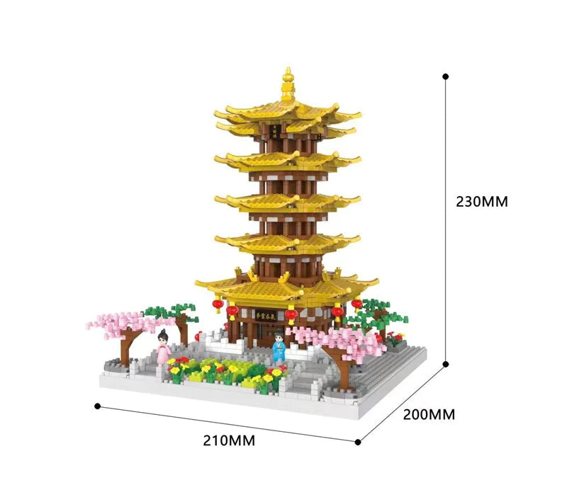 Sakura Season at the Golden Pagoda Temple Nano Building Blocks