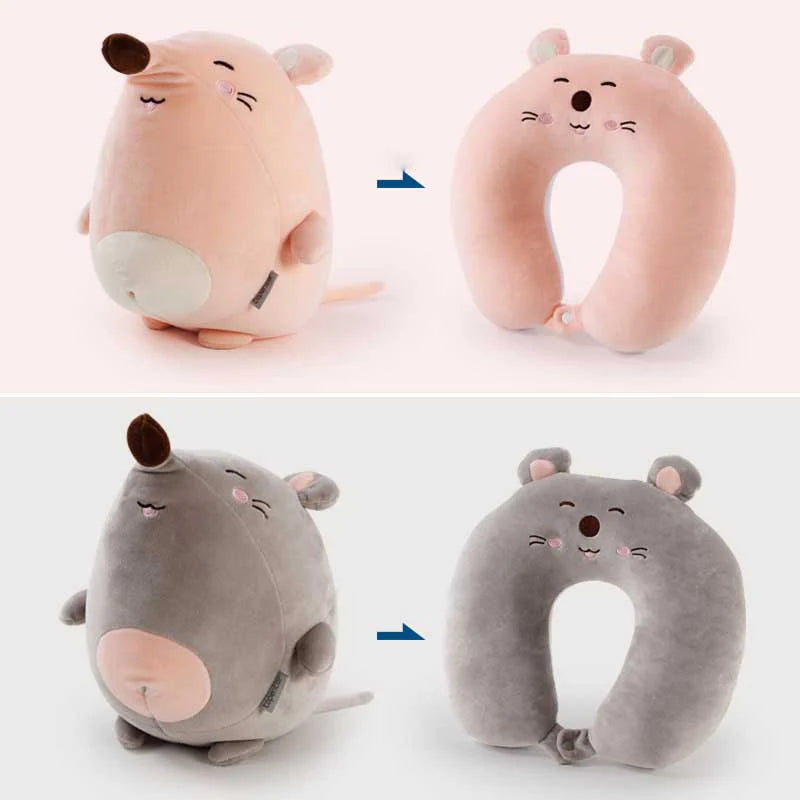 Pets 2-in-1 Kawaii Travel Neck Support Pillow & Plushies